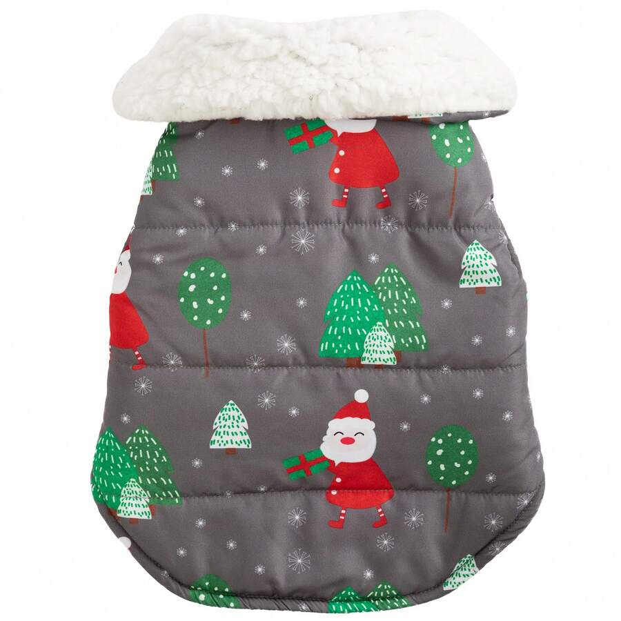 Hollypet 1 Miếng Màu xám Giáng sinh Phong cách Thú cưng Lông cừu Hoodie , Dày Và Ấm áp , Thích hợp Đối với Chó nhỏ In Mùa Đông - Xám - Xem 1