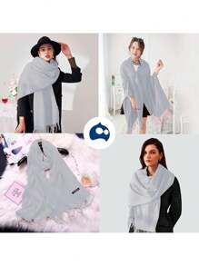 Bluelander Thick Winter Pashmina With Tassels, Windproof, And Fully Adjustable - Grey - View 6