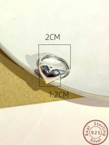 1入組時尚s925純銀雙層大心臟開口戒指,男女兼用,休閒風格,適合日常穿著,節日和派對,可調節大小,完美禮物
