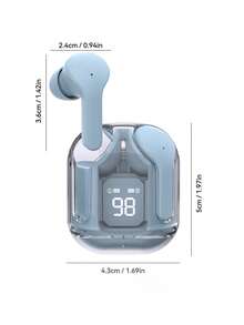 1pc Fully In-ear Wireless Earphones With Display For Volume And Voice Control, Microphone Included - Blue - View 12