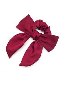 1 件酒紅色緞面蝴蝶結女式彈性髮帶,適合日常使用