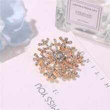 1 Pieza Broche De Diseño De Copo De Nieve De Navidad Con Decoración Completa De Diamantes De Imitación, Ideal Para Chaquetas - Amarillo Oro - Ver 1