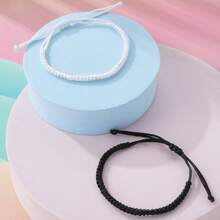 Bộ 2 vòng tay bện may mắn cho cặp đôi/tình bạn Bộ dây thừng may mắn kết hợp hàng ngày Quà tặng cho bạn bè/cặp đôi - Nhiều màu - Xem 4