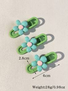 3 件/包 女士綠色花髮夾
