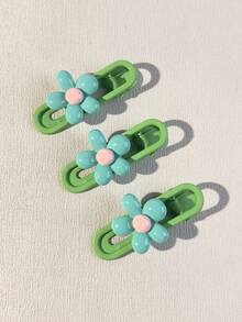3 件/包 女士綠色花髮夾