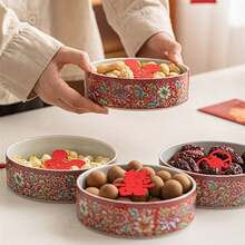 1 Pieza Bandeja De Bocadillos De Esmalte Azul, Plato Divisor De Cerámica - Azul - Ver 10