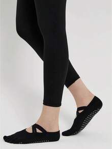 防滑五趾瑜珈襪薄款運動地板襪專業室內舞蹈運動襪 - 黑色 - 查看 6