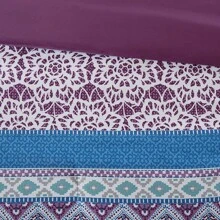 Bộ chăn ga gối ấm cúng Joni Thiết kế mảnh theo phong cách boho thông thường, Bộ chăn ga gối đệm hiện đại theo mùa với Sham phù hợp, Gối trang trí, Màu tím - Màu tím - Xem 6