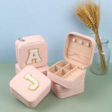 Creative Alphabet Jewelry Box Portable Travel Ring Necklace Earring Studs & Other Accessories Storage Case - Apricot - View 3