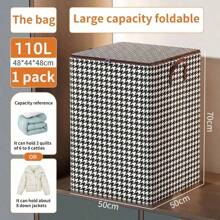 1pc Plaid Patterned Zippered Seal Storage Bag For Clothing/Quilt Sorting, Moving/Travel Packing, Large Capacity Foldable Non-Woven Fabric Dustproof, Multi-Functional Storage For Clothes/Household Items  Decorations   Autumn Decor Festival Decor Room Decor Home Decor Fall Decor Bedroom Decor