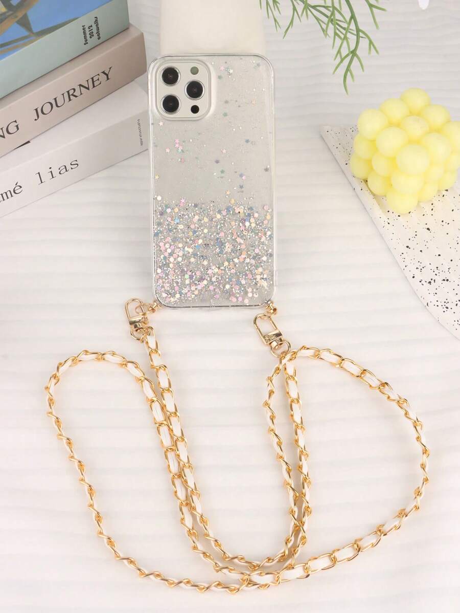 Crossbody 手机壳 1 件白色闪光链可拆卸 Crossbody 手机壳兼容 Iphone 11/11Pro/11ProMax/12/12Pro/12ProMax/13/13Pro/13ProMax/14/14Pro/14Plus/14ProMax/15/15Plus/15Pro/15ProMax/7/8/7Plus/8Plus/X/XS/XR/XSMax、Galaxy S22 Ultra - 白色 - 查看 1