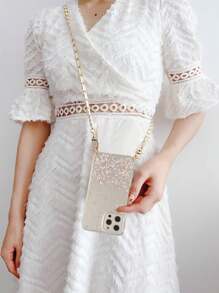 Crossbody 手机壳 1 件白色闪光链可拆卸 Crossbody 手机壳兼容 Iphone 11/11Pro/11ProMax/12/12Pro/12ProMax/13/13Pro/13ProMax/14/14Pro/14Plus/14ProMax/15/15Plus/15Pro/15ProMax/7/8/7Plus/8Plus/X/XS/XR/XSMax、Galaxy S22 Ultra - 白色 - 查看 5