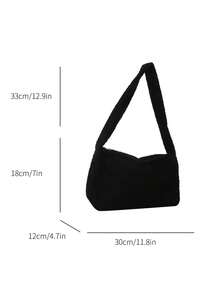 New Fashionable Velvet Chic Shoulder Bag - Black - View 2