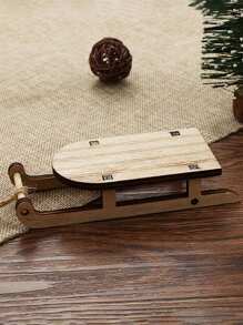 1件圣诞装饰品，木制雪橇，适用于家居和办公室装饰，可定制木制雪橇 - 卡其色 - 查看 1
