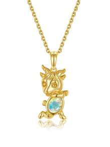 1入澳洲蛋白石鑲嵌手工原創設計吉祥十二生肖s925銀材質女童適用日常佩戴 - 金黃色 - 查看 22