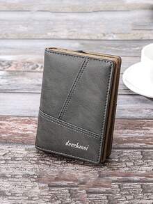 New Men's Short Wallet, Retro Leather Money Clip, Multi Functional Versatile Coin Purse Document Bag, Webbing Random - Grey - View 1