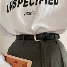 1 条女士黑色腰带，休闲、时尚、复古、百搭，非常适合搭配牛仔裤和长裤的日常穿着