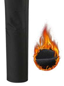 男士户外徒步防风、防水、透气、直筒、保暖内衬长裤，秋冬款 - 黑色 - 查看 5