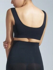 實心無縫無胸墊運動內衣 - 黑色 - 查看 2