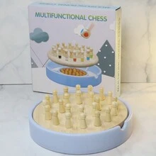 Wooden Memory Chess Board Game And Solitaire Game - Khaki - View 2