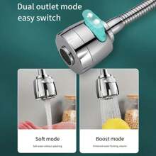 廚房水龍頭噴嘴附件360°旋轉抗噴溅省水水龍頭延長軟管通用轉接器設置廚房水槽配件工具 - 銀色 - 查看 4