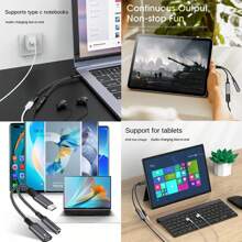 Usb Type C轉3.5mm耳機和充電器適配器,2合1 Type C轉aux音頻插孔hi-res Dac和pd快速充電插頭電纜,兼容大多數type C型號(銀色) - 銀色 - 查看 6
