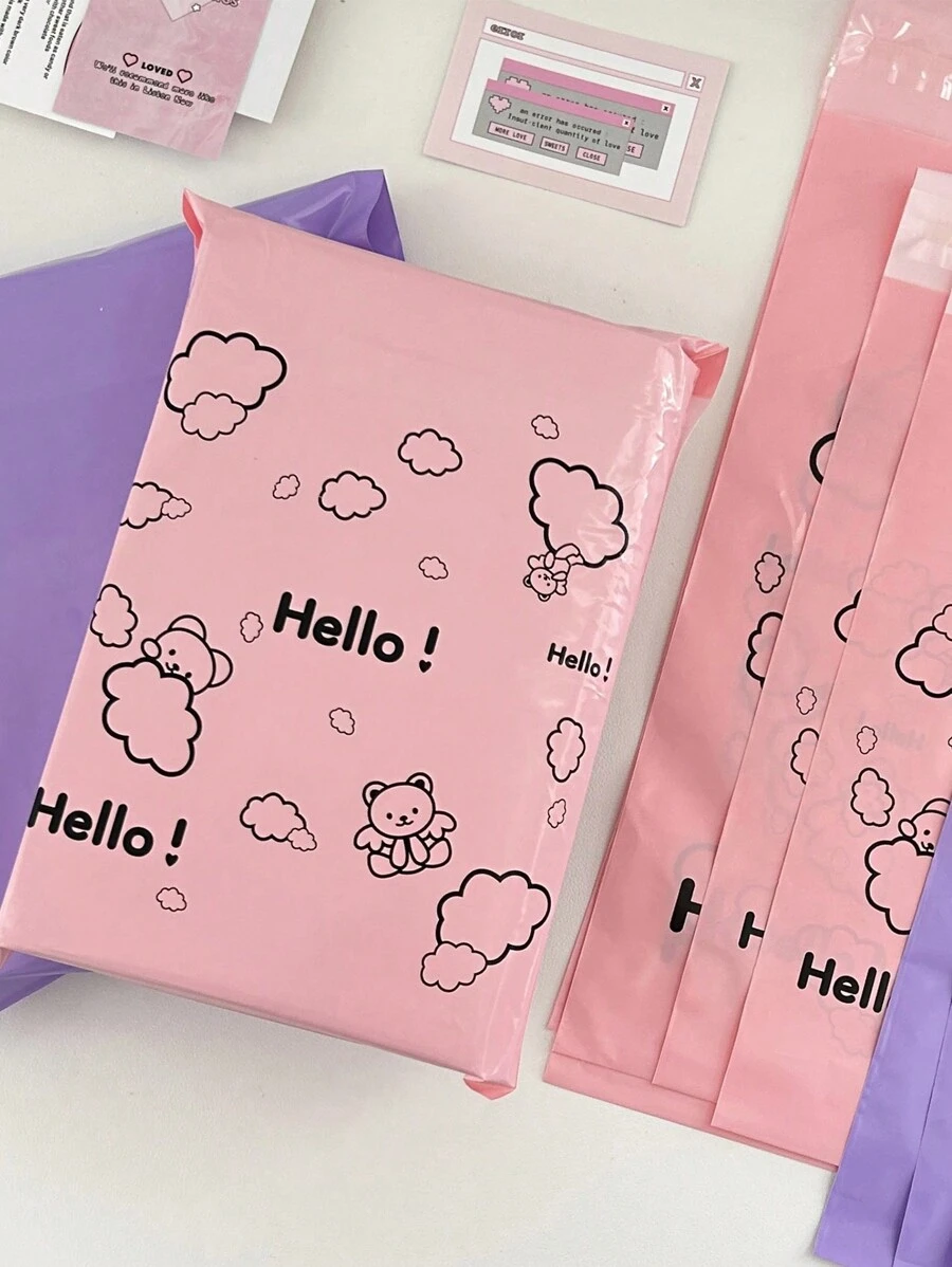 10 cái Màu sắc tùy ý Phim hoạt hình dễ thương Gấu Tự dính Nhựa Túi đóng gói Đối với Vận chuyển Và Đóng gói - Nhiều màu - Xem 1