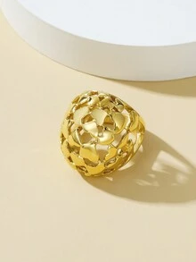 1 件時尚鏤空心形不鏽鋼鑄造戒指女式,適合禮物、派對和日常佩戴