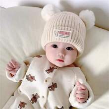 Baby Knitted Hat Cute Newborn Infant Winter Cap For Boy And Girl Warm Beanie - Beige - View 3