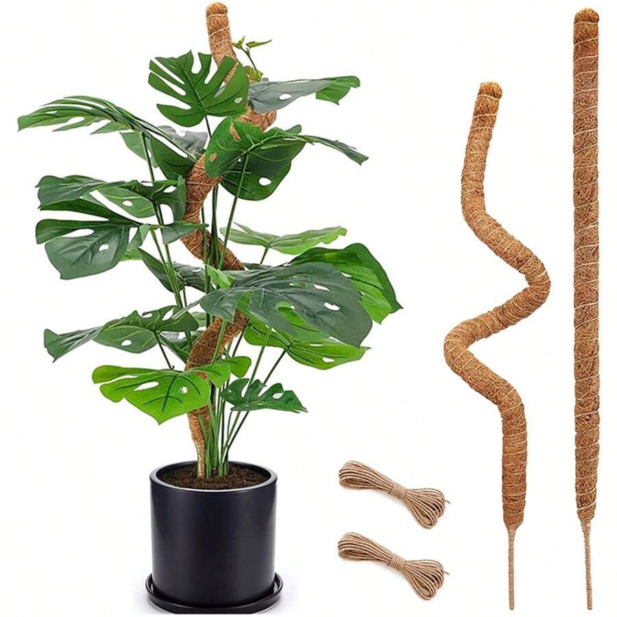1 件苔蘚桿植物支架,用於攀爬植物,靈活,帶椰子樹皮,適合手工 Diy - 棕色 - 查看 1