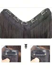 夾片中等小波浪合成纖維接髮 - 棕色 - 查看 3