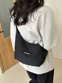 黑色時尚簡約女士斜背包 - 黑色 - 查看 2