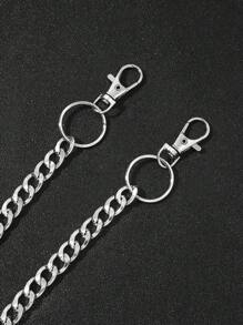 1pc Men's Single Thick Silver Chain With Circle Pendant, Suit Pants Decor