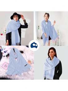 Bluelander Thick Winter Pashmina With Tassels, Windproof, And Fully Adjustable - Dusty Blue - View 6