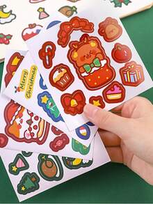 8入組卡通聖誕貼紙,聖誕快樂可愛裝飾貼紙,學生聖誕禮物