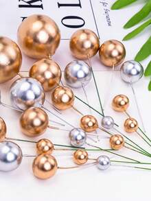 10 件/套 Pp 蛋糕裝飾,現代球形設計生日派對蛋糕裝飾,生日派對裝飾裝飾品,4 厘米銀球 - 銀色 - 查看 4