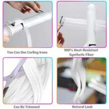 6 Piezas Extensiones De Cabello Con Clip De Colores Para Resaltar En Fiestas, 20 Pulgadas De Cabello Sintético Blanco Largo Y Recto Con Clip, Un Regalo De Halloween, Cosplay, Moda, Fiesta De Navidad Y Año Nuevo Para Mujeres, Niñas Y Niños (blanco)