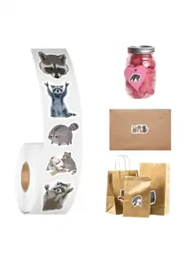 500PCS Cute Cartoon Raccoons Stickers Roll Vinyl Stickers For Scrapbook,Journaling,Laptop,Bumper,Skateboard,Water Bottles,Computer,Phone,Cartoon Stickers Roll Back To School
