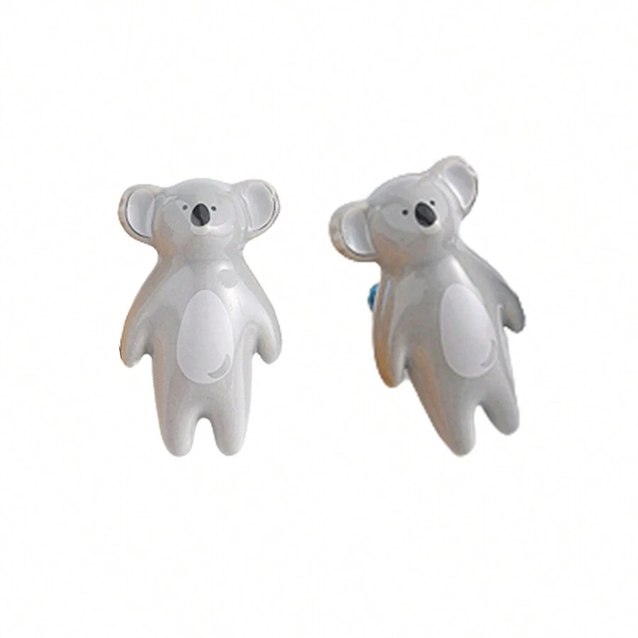 1pc Koala Shaped Ceramic Drawer & Door Knob - Light Grey - View 1