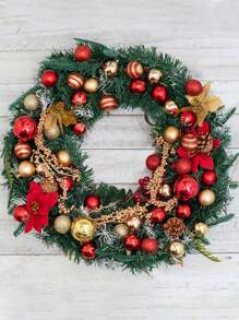 50pcs Christmas Party Decoration Christmas Tree Pendant Gold Red Christmas Ball Hand Painted Electroplated Ball Home Decoration Pendant,Christmas - Multicolor - View 2