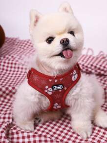 Supet 1 bộ Thoáng khí Giáng sinh Bông tuyết & Người tuyết Thú cưng Harness Với Dây xích , Thích hợp Đối với Trong nhà & Ngoài trời Sử dụng - Đỏ - Xem 1