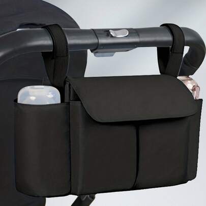 Bolsa De Almacenamiento De Cochecito De Bebé Multifuncional, Color Negro, Bolsa De Pañales De Gran Capacidad, 1 Ud.