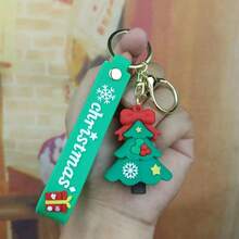 1pc Pvc Rubber Cartoon Christmas Tree Keychain For Car Key, Bag Decoration - Multicolor - View 3