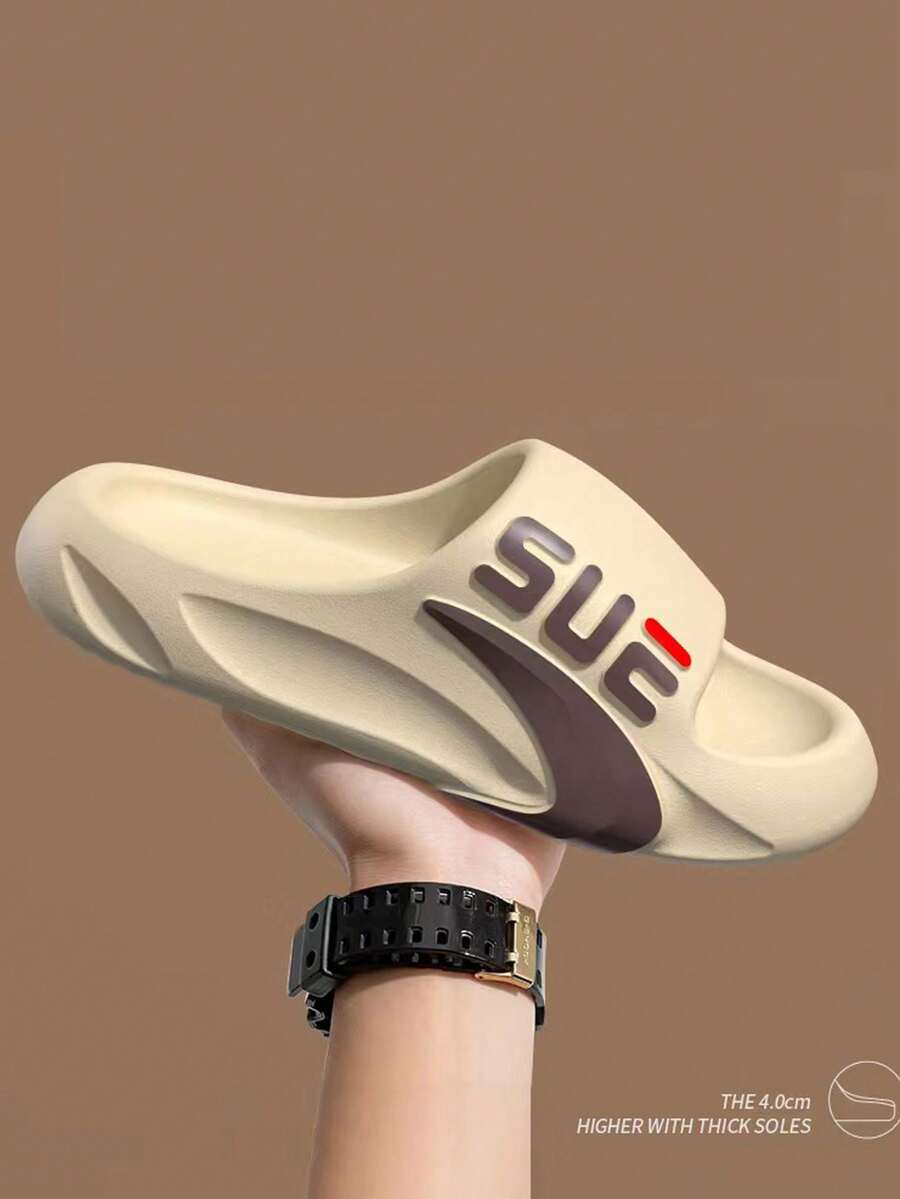 夏季男士潮流戶外海灘eva拖鞋,厚底,軟底,防滑 - 卡其色 - 查看 1