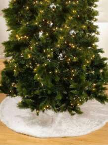 1pc Plush Decoration Carpet, Super Soft Long White Christmas Tree Skirt/ Christmas Tree Apron/ Christmas Tree Decoration/ Christmas Tree Bench
