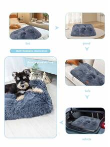 1PC Washable Plush Pet Crate Bed For Dog Anti-Slip Pet Mat Bed For Cat Fluffy Comfy Pet Sleeping Mat For Large, Medium, Small Dogs Breeds ,Please Arrange It By Hand Before Use, And It Is Recommended To Buy One Size Larger. - Dark Grey - View 11