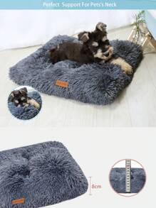 1PC Washable Plush Pet Crate Bed For Dog Anti-Slip Pet Mat Bed For Cat Fluffy Comfy Pet Sleeping Mat For Large, Medium, Small Dogs Breeds ,Please Arrange It By Hand Before Use, And It Is Recommended To Buy One Size Larger. - Dark Grey - View 9