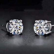 1 paire de boucles d'oreilles rondes simples et élégantes avec strass, convient pour les femmes, les festivals, les banquets, les fêtes, les cadeaux de mariage