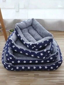1個隨機顏色出貨的藍灰色五角星形寵物窩,小型/中型/大型寵物冬季保暖必備 - 彩色 - 查看 5