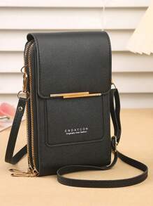 女士包包 触屏手机钱包 钱包 皮带手提包 女式斜挎包 单肩包 简约小手机包 女生拉链卡包 侧包 iPhone 包 手机袋 - 黑色 - 查看 2